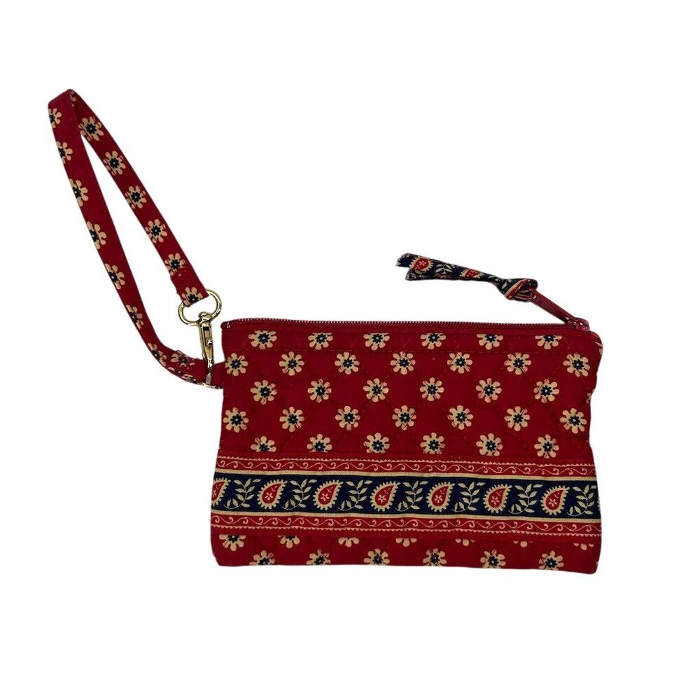 Vera Bradley Americana Red Floral Wristlet Clutch Change Purse Mini for Women